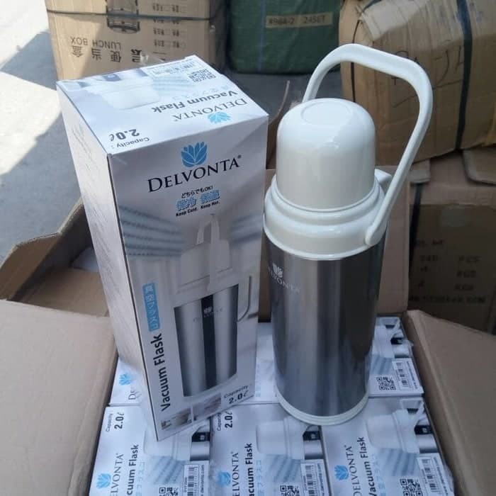Vacuum Flask Delvonta Stainless 2 Liter Termos Air Tuang Tabung Kaca