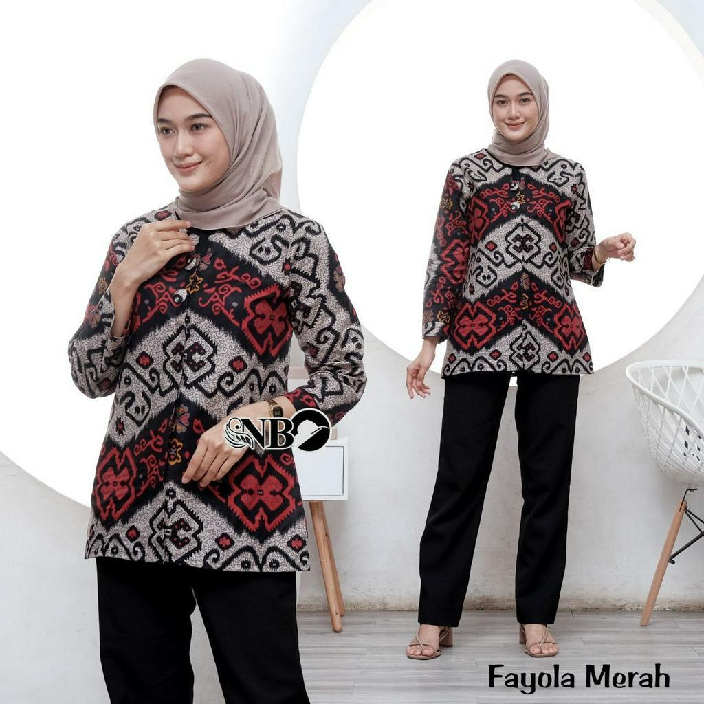 Baju Batik Wanita Modern Atasan Blouse Batik Kerja Kantor Wanita Seragam Batik M L XL XXL