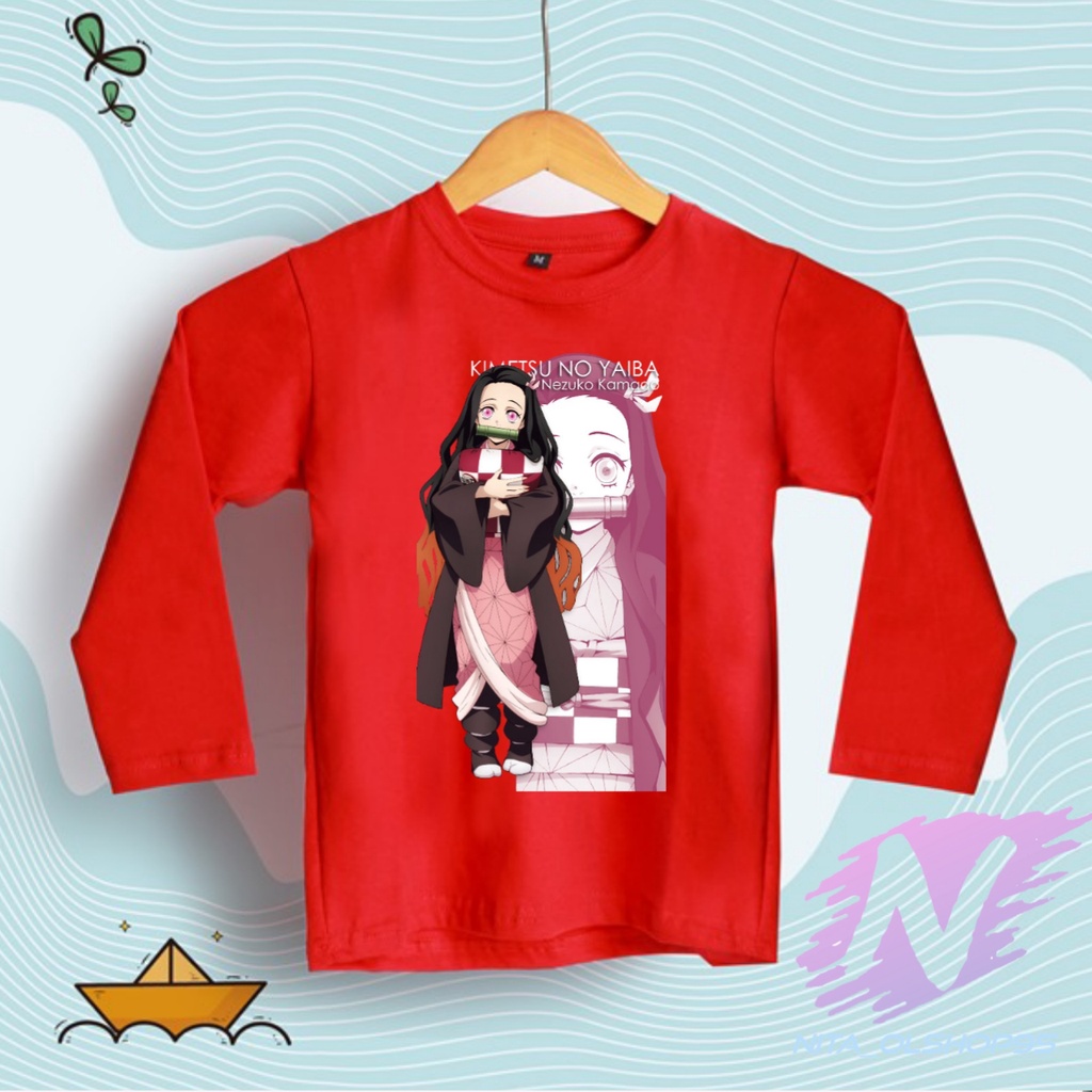 baju nezuko terbaru kaos anak lengan panjang anime kimetsu yaiba nezuko