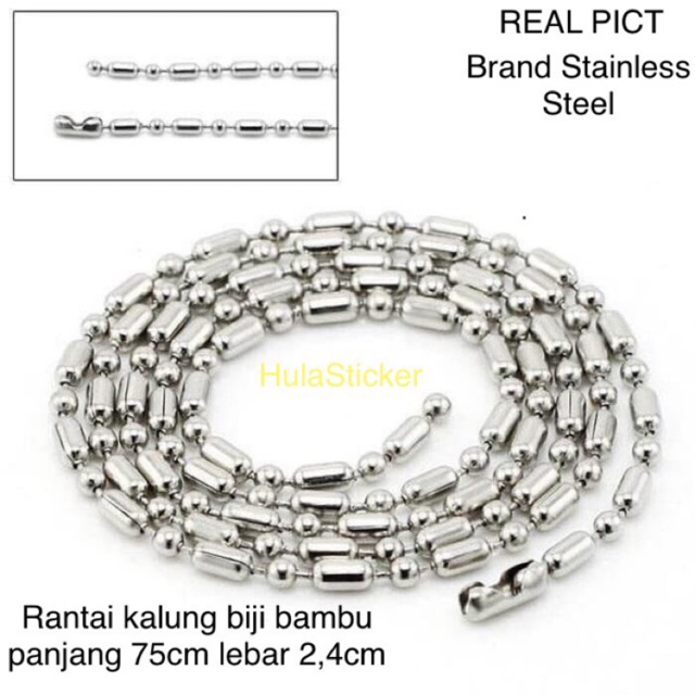 Kalung Rantai MCI / Kalung Titanium Biji Bambu 75cm [GROSIR &amp; ECER]