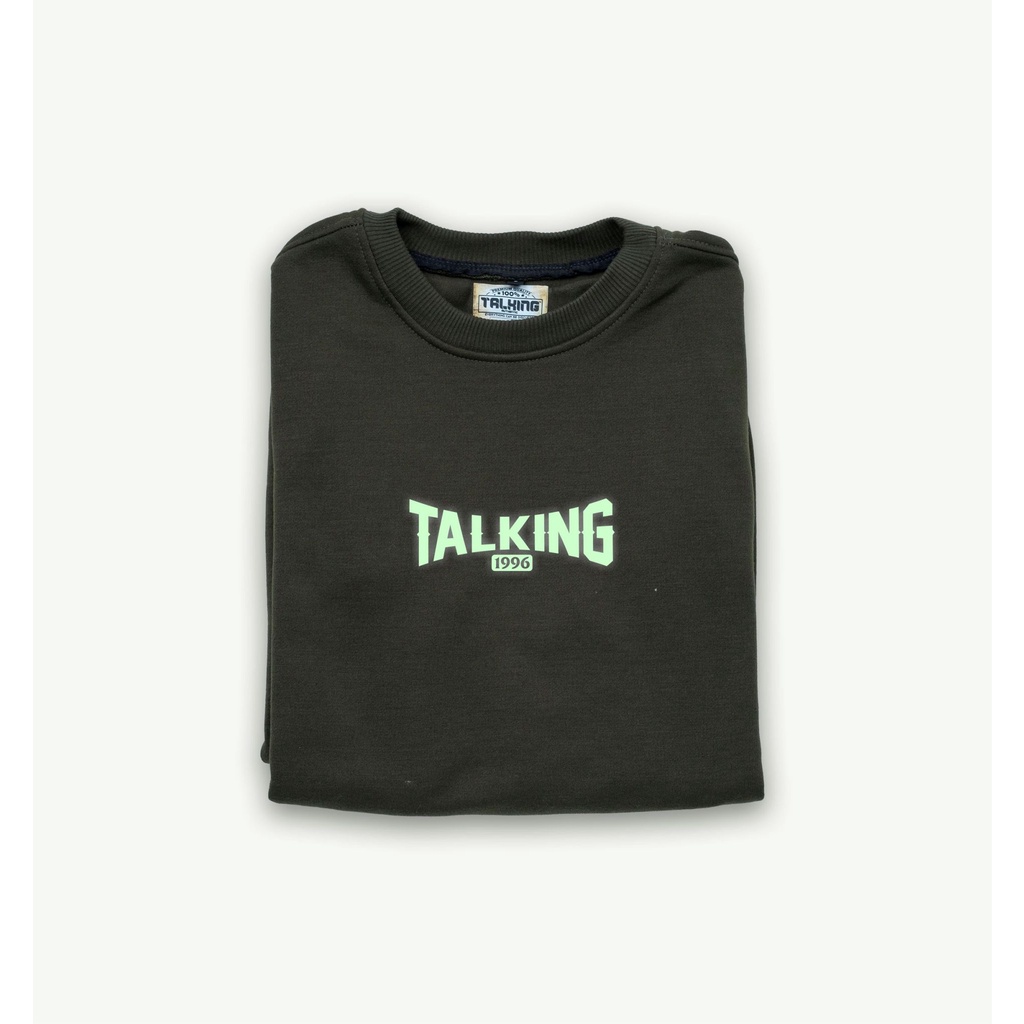 Talking Sweater Pria Oversize Hijau Army Crewneck Distro