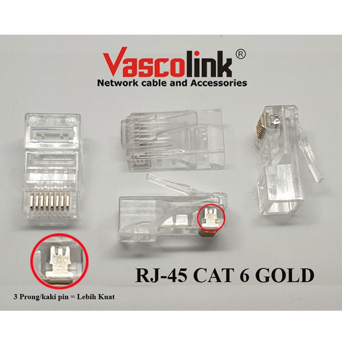 Vascolink Konektor RJ45 Cat6 50 Pcs Connector LAN