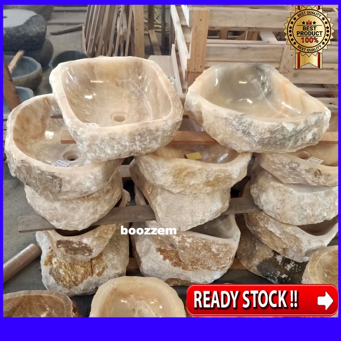 wastafel batu onyx natural erosi alami unique stone sink nature klasik afur sifon pipa universal asl