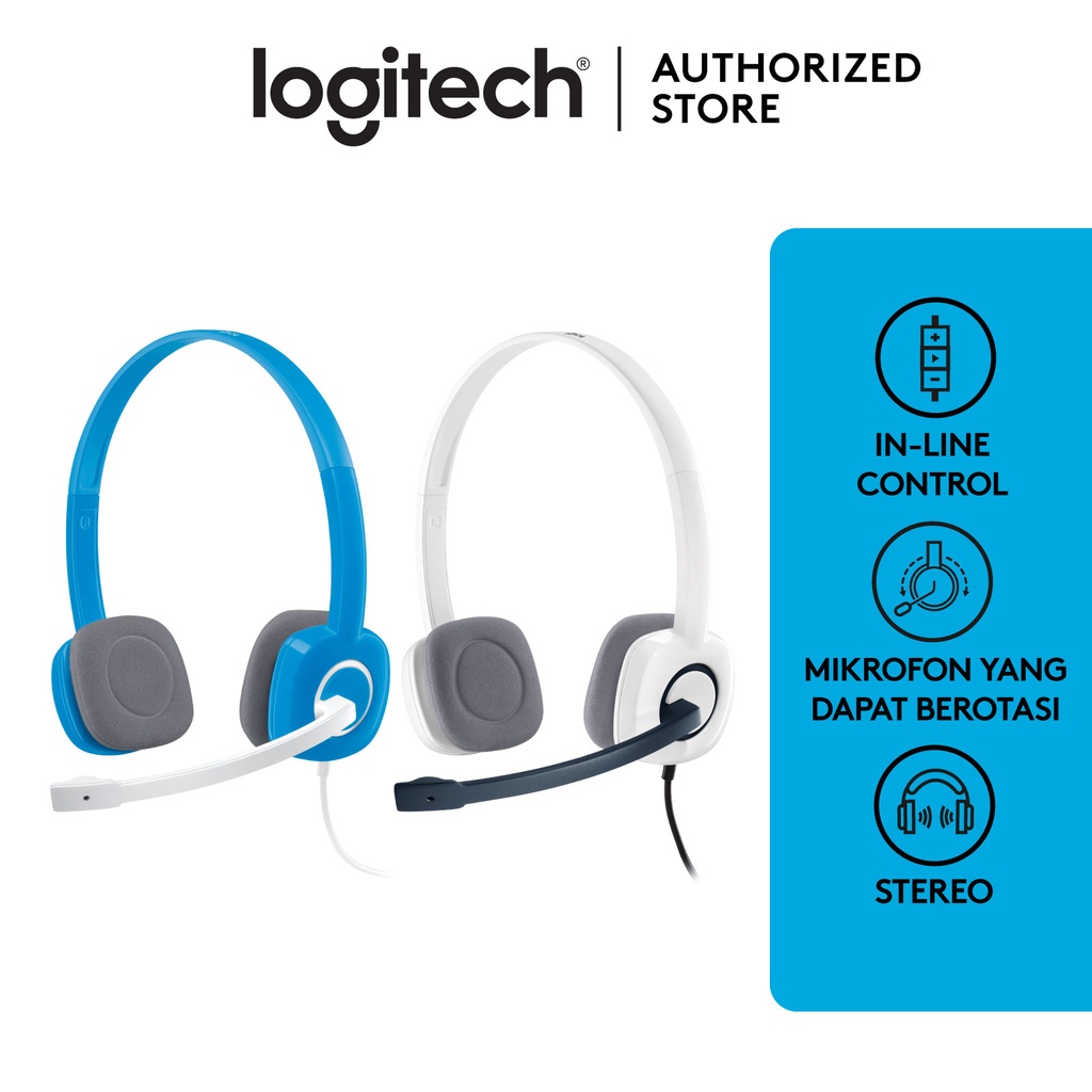 Logitech H150 Stereo Headset dengan Mikrofon Noise-Cancelling dan Dual Plug