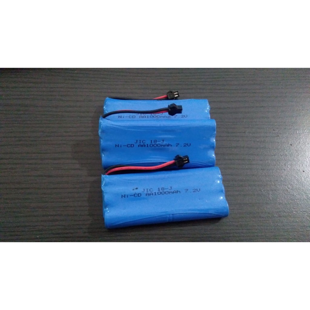 Baterai Batre RC Mobil Remot 7.2V 1000mAh Susun Socket Hitam 2pin