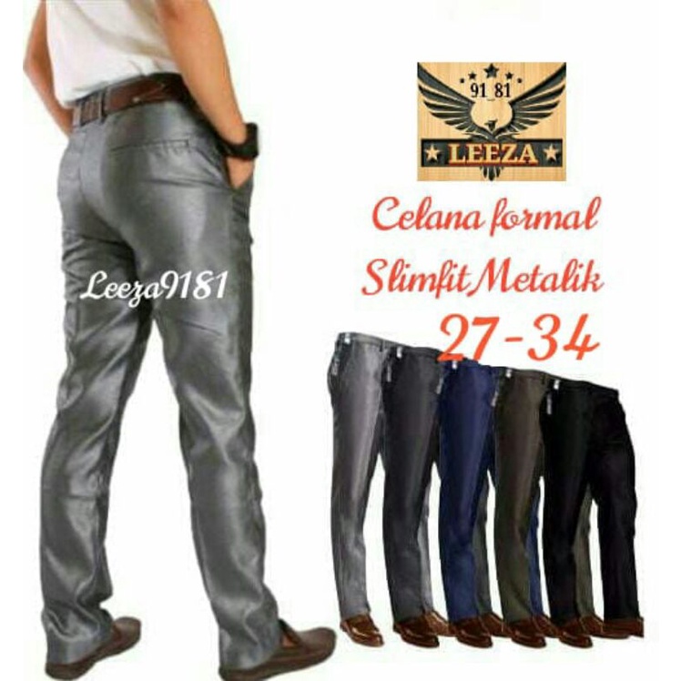 Celana Formal Metalik SLIMFIT Panjang Pria Kantor (Kinclong)