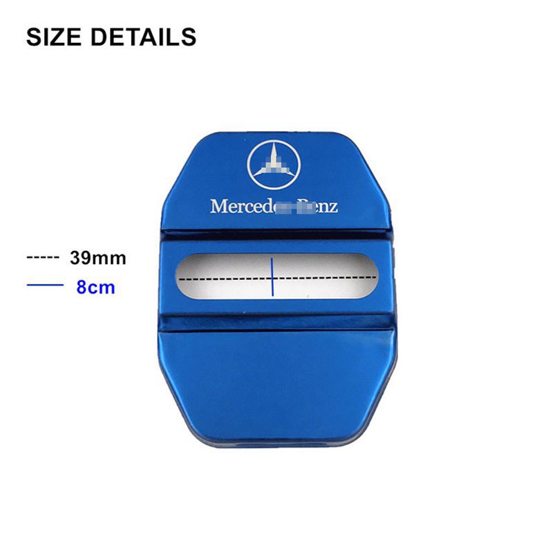 4Pcs Cover Pelindung Kunci Pintu Mobil AMG Warna Biru Untuk Mercedes