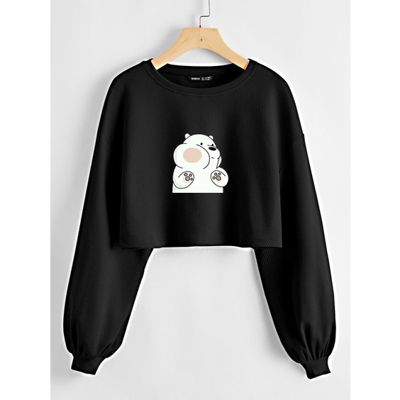 Clothing May - Sweater Crop Bear Sweater Distro Croptop Atasan Krop Top Wanita Cewek Viral