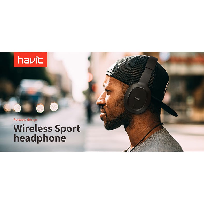 HAVIT Wireless Bluetooth on-Ear Headphones with Built-In Microphone Noise Cancellation Foldable