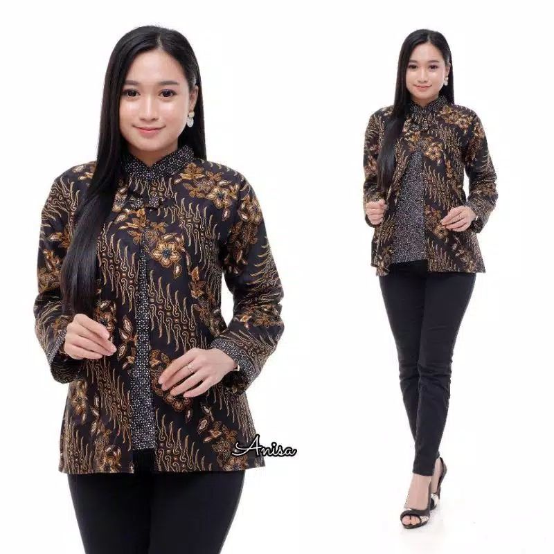 tey-17 Batik Wanita ASJ SA HRB026 Kenongo Kemeja Tosca Pendek-1