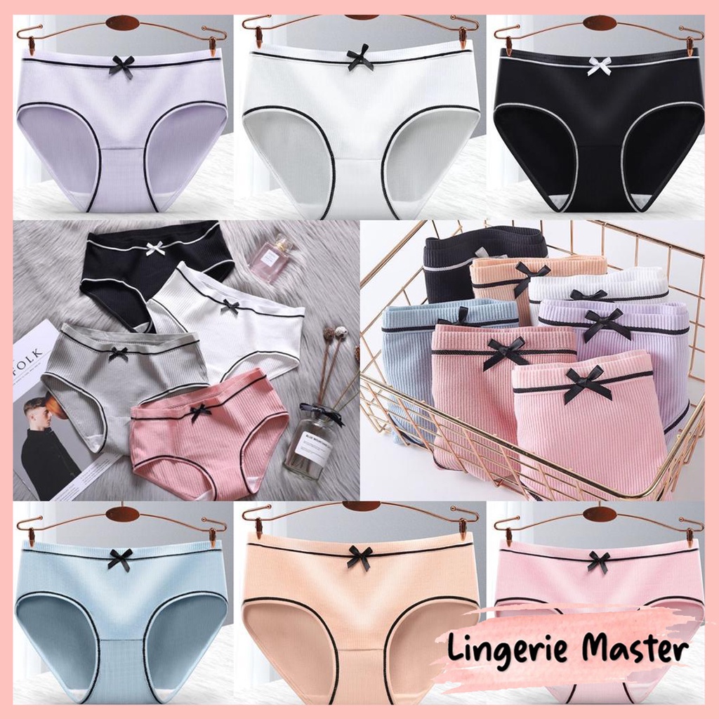 [ LINGERIE MASTER ] - (C-17) Celana Dalam Wanita/Undearwear Cewek Polos Motif Pita Hitam/Celana Dalam Gaya Korea Bahan Katun CD