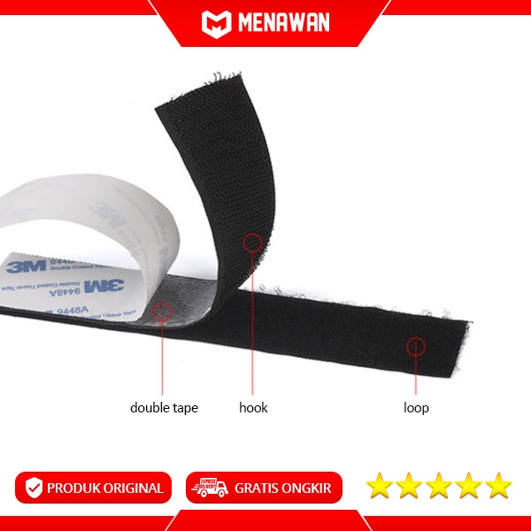 Zeus Double Tape Magic Reclosable Fastener Hook &amp; Loop Velcro Isolasi Lakban Pita Perekat 3M