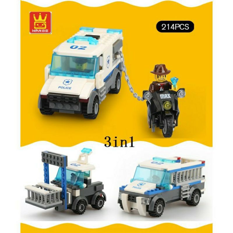 Lego wange 51012 The Prisoner Transport Car Police 3in1 Brick 214pcs