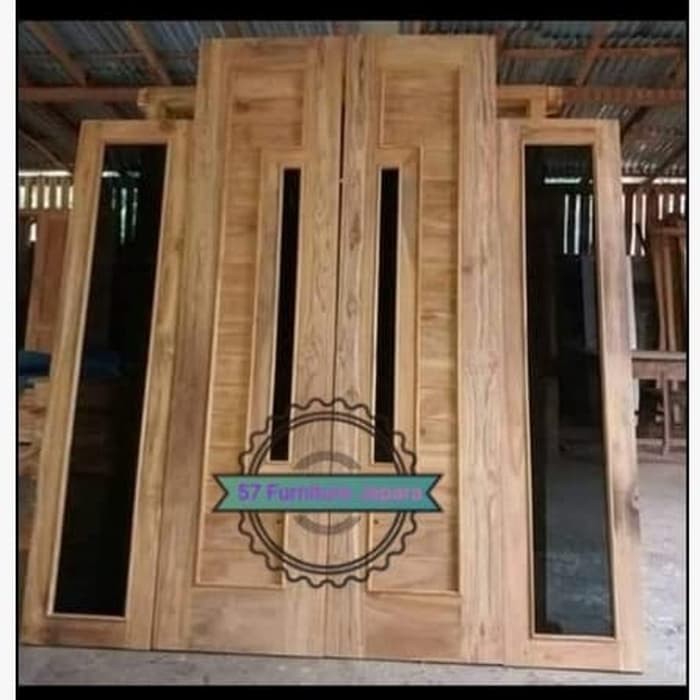 1 Set Pintu Rumah Kusen Jendela Kayu Jati Model Minimalis Shopee Indonesia