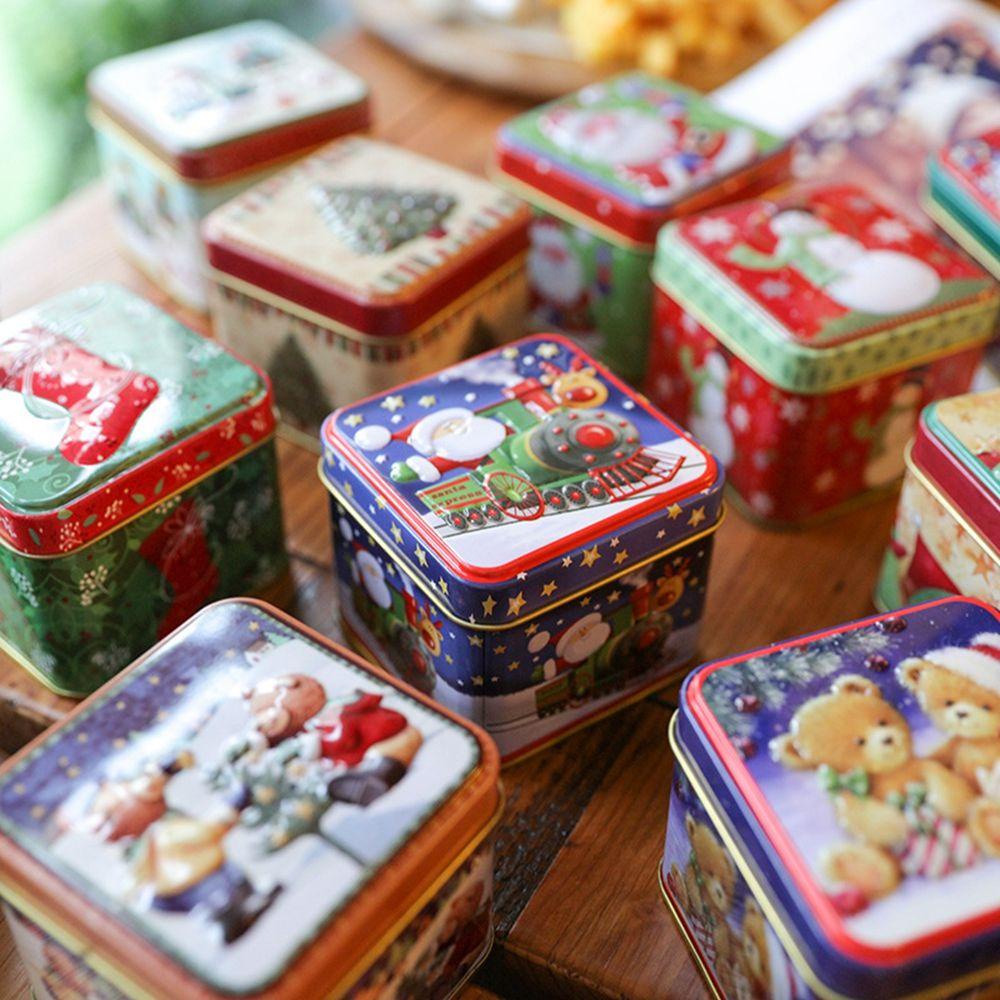 Lanfy Candy Box Santa Claus Xmas Tin Box Kotak Kue Kering Hiasan Toples Permen Dekorasi Natal