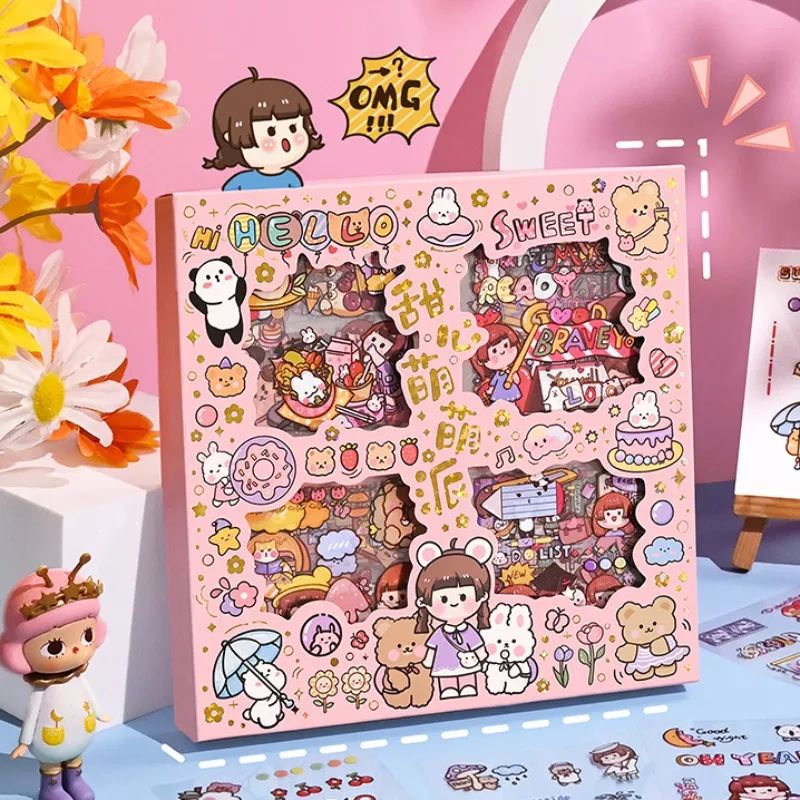 

100lembar stiker pet cute girl anti air