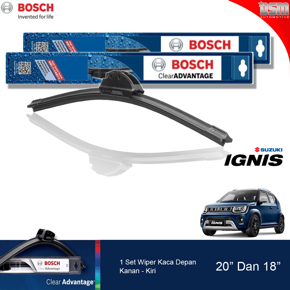 Bosch Clear Advantage Frameless / Wiper Frameless Suzuki Ignis 20&quot; dan 18&quot; / Wiper Depan Ignis