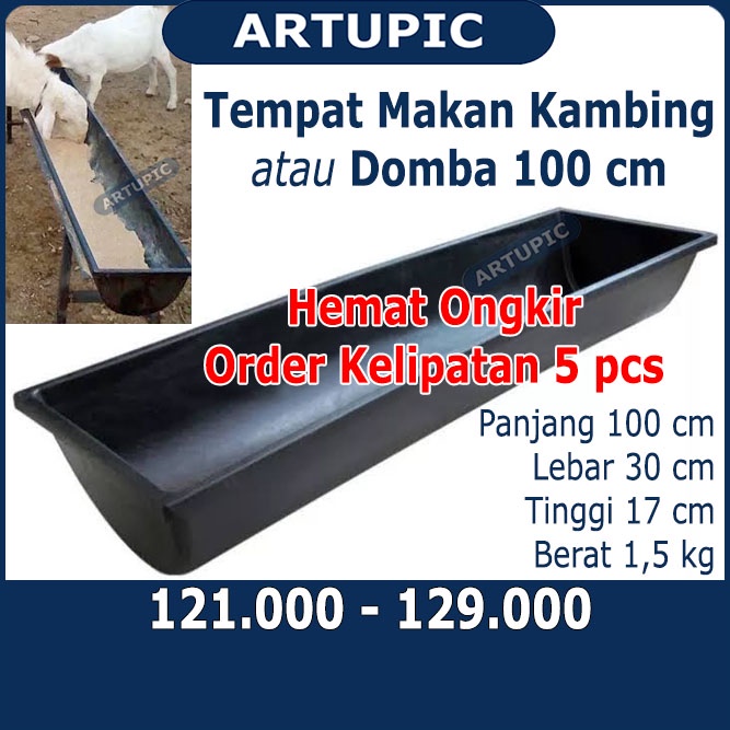 Tempat Makan Kambing Domba 100 cm KELIPATAN 5 PCS | Talang Minum Makan Mangkok Wadah Pakan Ternak Hewan Kambing Domba Sheep Goat ARTUPIC