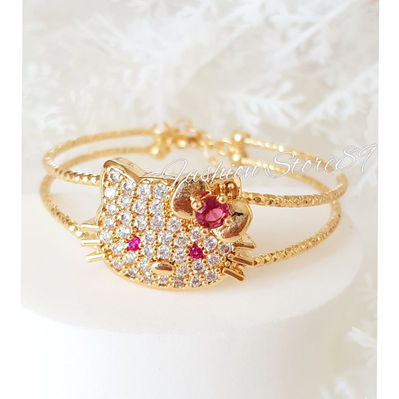 New Bangle Anak kait full permata zirconia Xuping Yaxiya Perhiasan lapis emas 18k