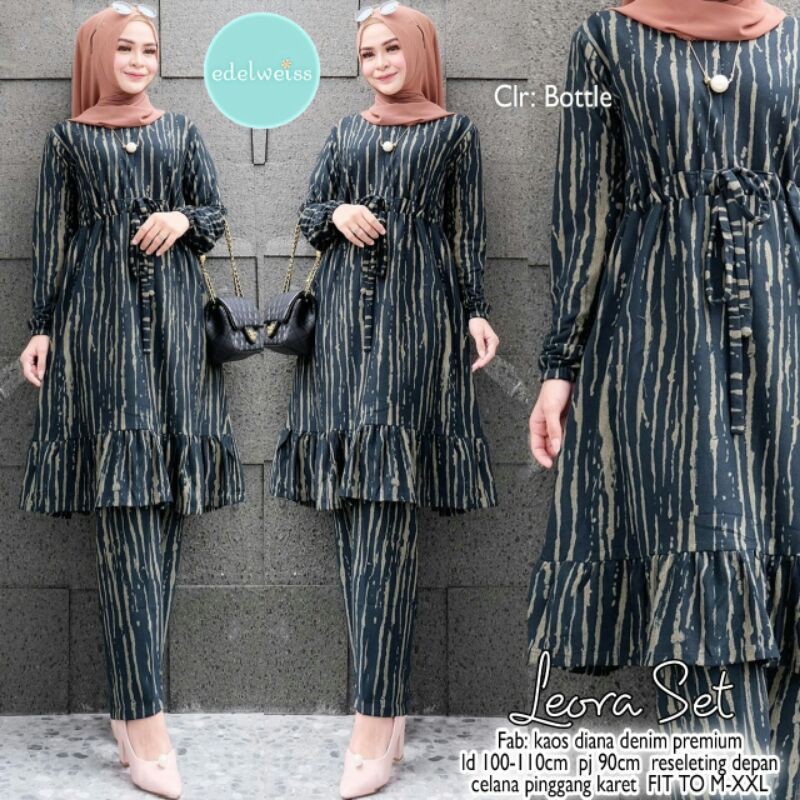 Leora set - Fashion Muslim Perempuan Atasan Tunik Dewasa Syari Murah Cantik