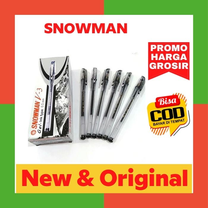 

Pulpen Snowman V-3 / V3 Warna Hitam Gel Fine
