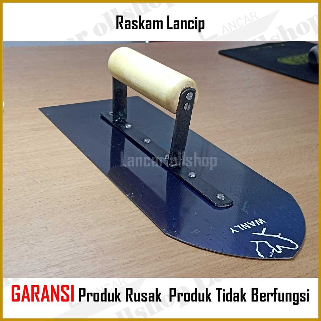 Raskam Roskam Galur Alat Plestering Trowel Acian Sendok Semen Lancip Kotak Gagang Kayu