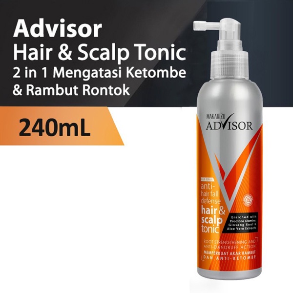 [240ML] Makarizo Advisor Hair &amp; Scalp Tonic 240mL / Menebalkan &amp; Perawatan Rambut Rontok Ketombe