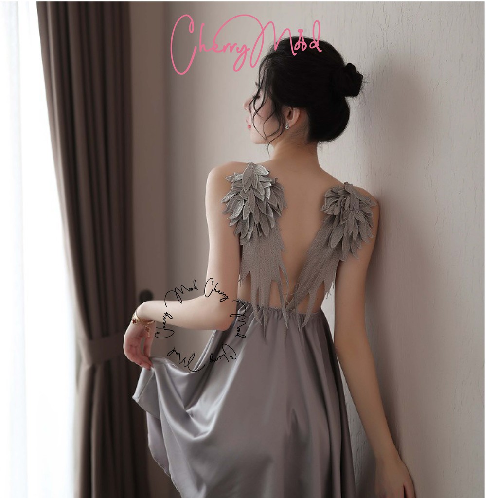 GARDENIA Lingerie Satin Dress Sayap All Size Baju Tidur Wanita Premium Terbaru Angel Dress Malam  Baju Dinas Depan Suami Sleepwear G string Termurah Baju Malam Pertama Terbaru Pakaian Dalaman Wanita-3