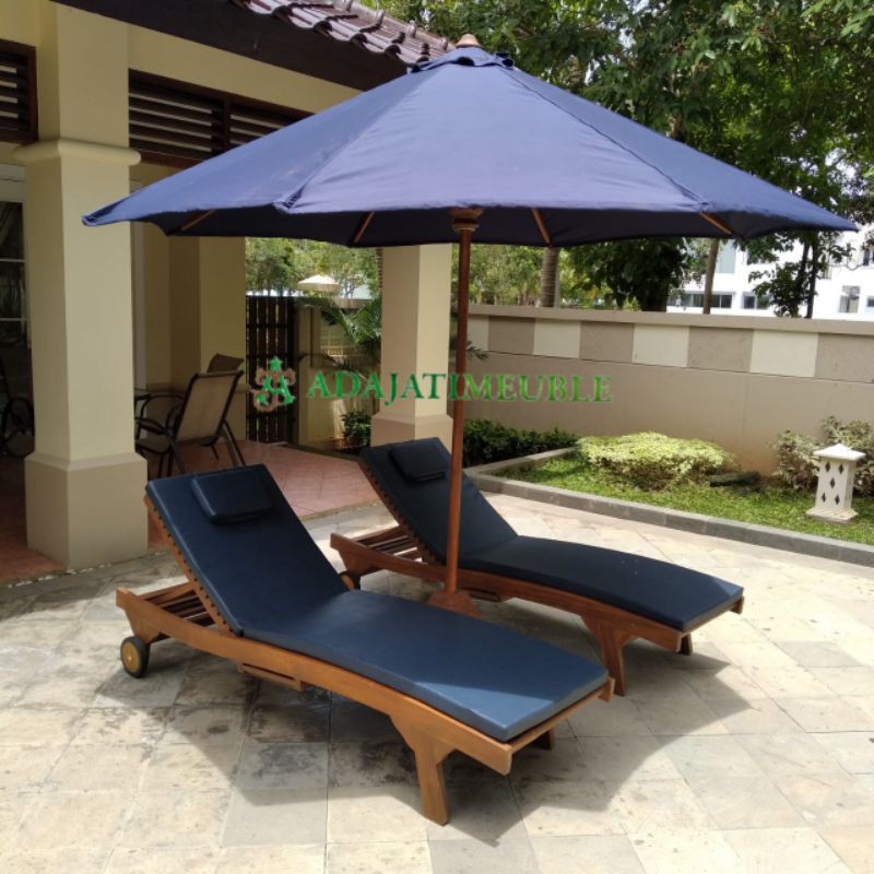set sunbed pool lounger payung taman