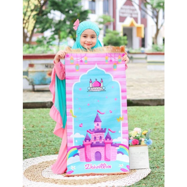 Afsheenastore Sajadah Custom Nama Sajadah Karakter Anak motif laki-laki dan perempuan
