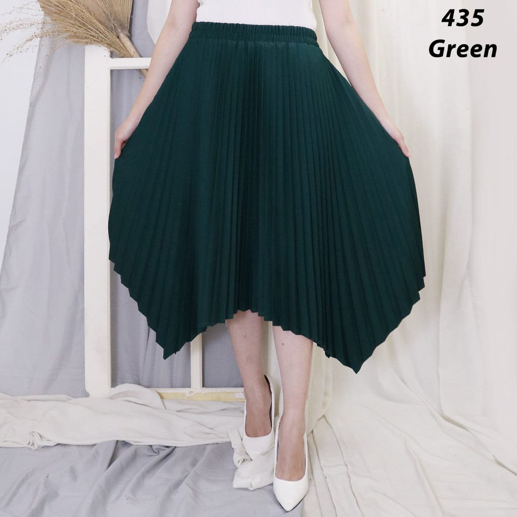 ROK PLISKET MURAH 435 LUVALINE PRISKET PANJANG PLEATED SKIRT FLARE SKIRT MAYUNG FLOWY REMPEL