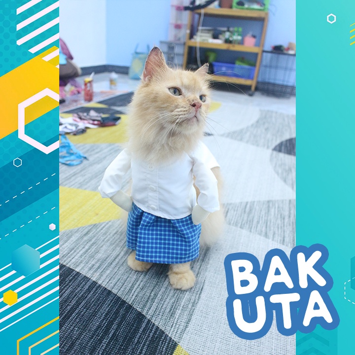 Kostum baju koko sarung kotak-kotak biru + Peci / baju koko kucing lebaran Terbaru size S-XL