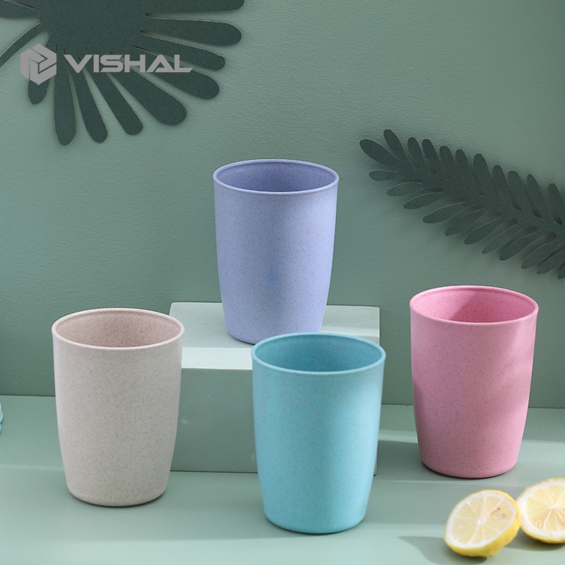 VISHAL Gelas Wheat Straw Set Cangkir Plastik Warna 4 In 1 Cups Wheat Cup Set Toothbrush Cup VS-14