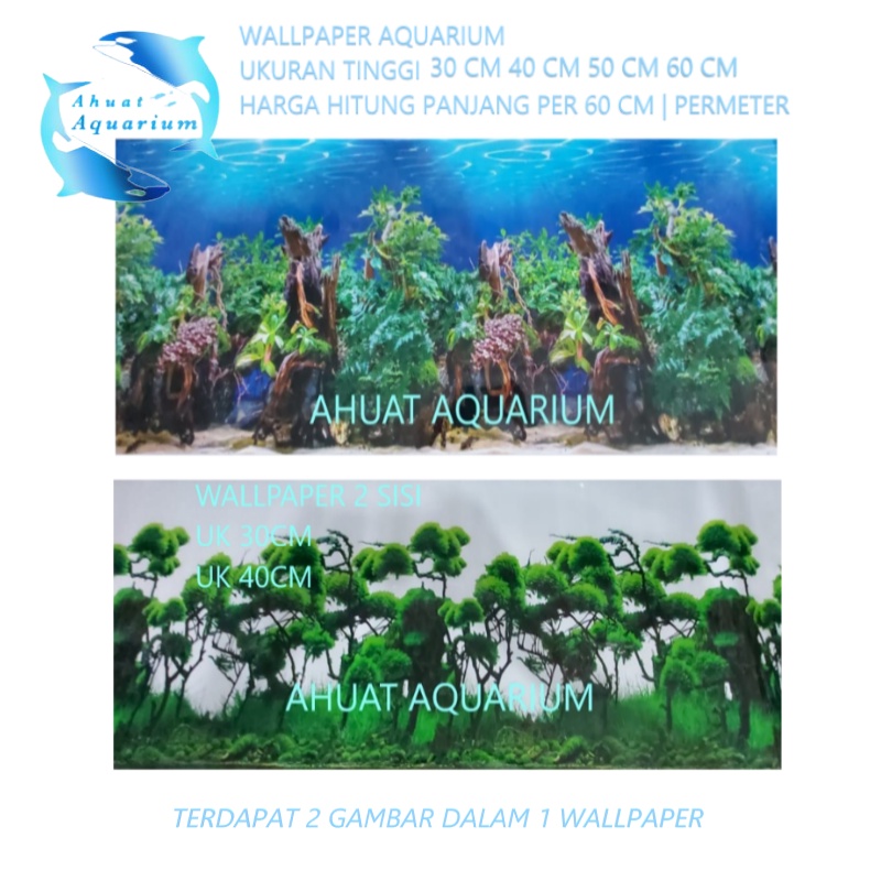 WALLPAPER AQUARIUM 3D AVATAR UKURAN 30CM 40CM 60CM PERCM 2 GAMBAR DALAM 1 WALLPAPER BACKGROUND AQUAR