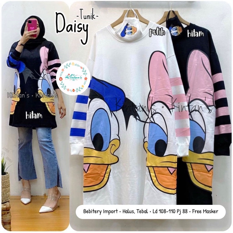 Tunik kaos wanita jumbo import ld 100-120 kekinian Atasan wanita. Daisy Tunic Casual adem original K