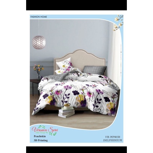 sprei microtex motif bunga putih