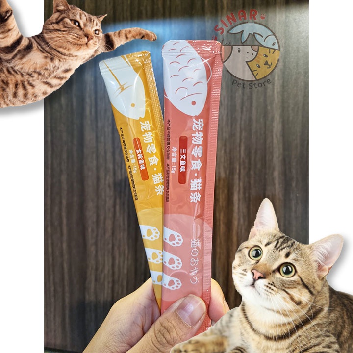 Creamy Fresh 15GR Tuna Salmon Liquid Snack Kucing no meo bio