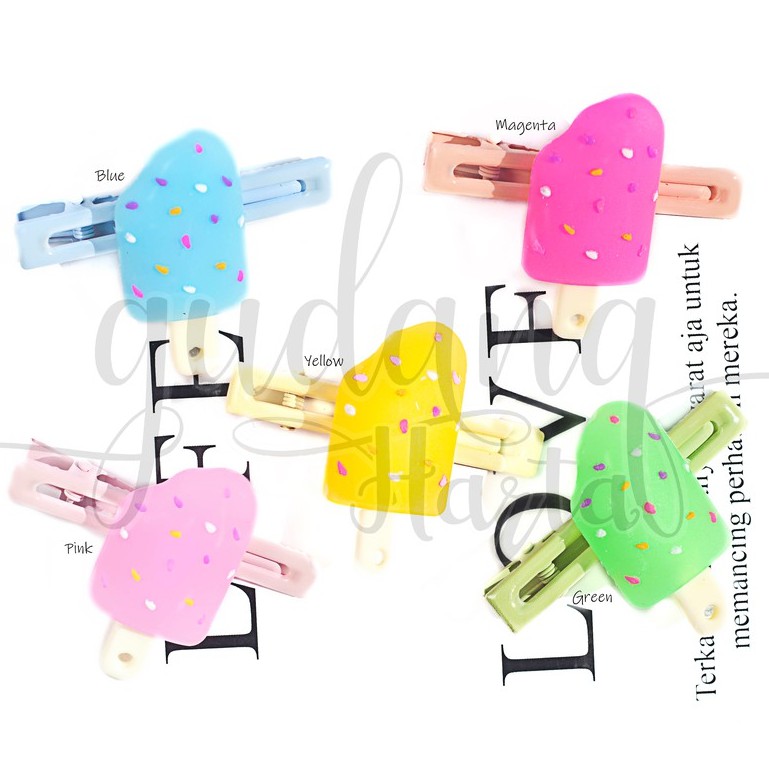 Jepit Rambut Ice Pop GID Hairclip Motif Ice cream Unik GH 200223