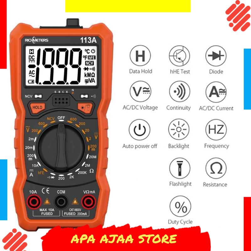 Paling Dicari ! RICHMETERS Pocket Size Digital Multimeter AC/DC Voltage Tester -RM113A