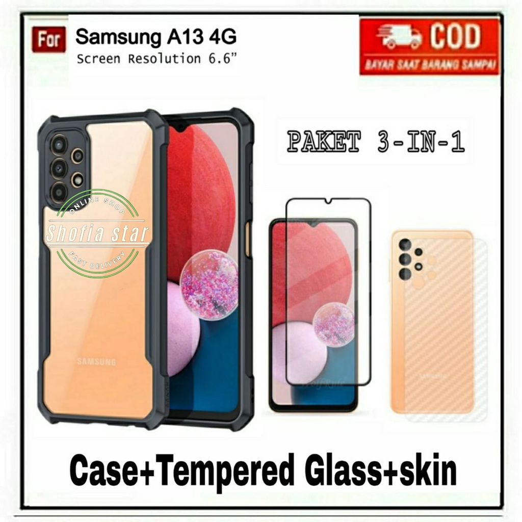 3IN1 CASE SAMSUNG A13 4G SOFTCASE SHOCKPROOF TRANSPARAN CAMERA PROTECT CASING