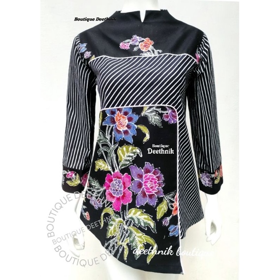 DEETHNIK - Blus batik encim mix cap batik furing trikot deethnik batik