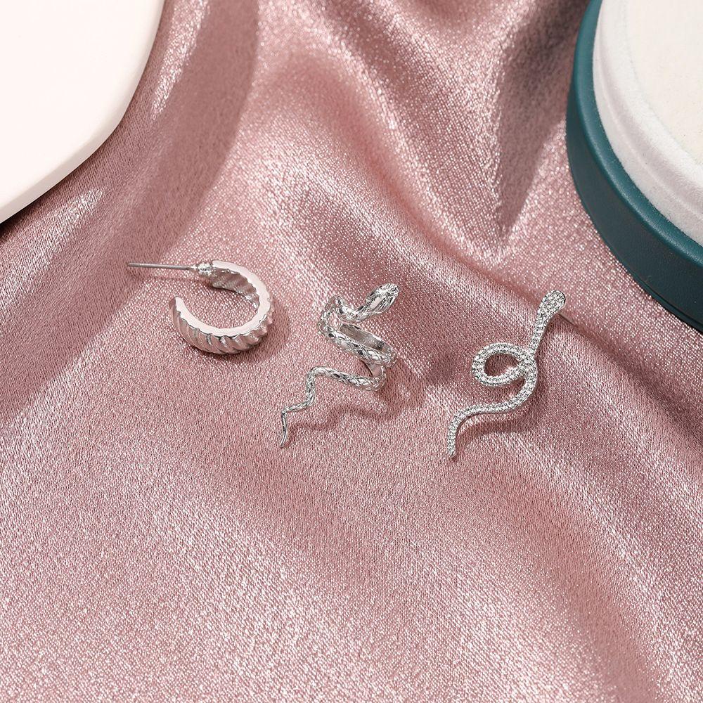 R-flower Snake Ear Clip Wanita Pesta Punk Ear Hook Manset Telinga Vintage Ear Drop