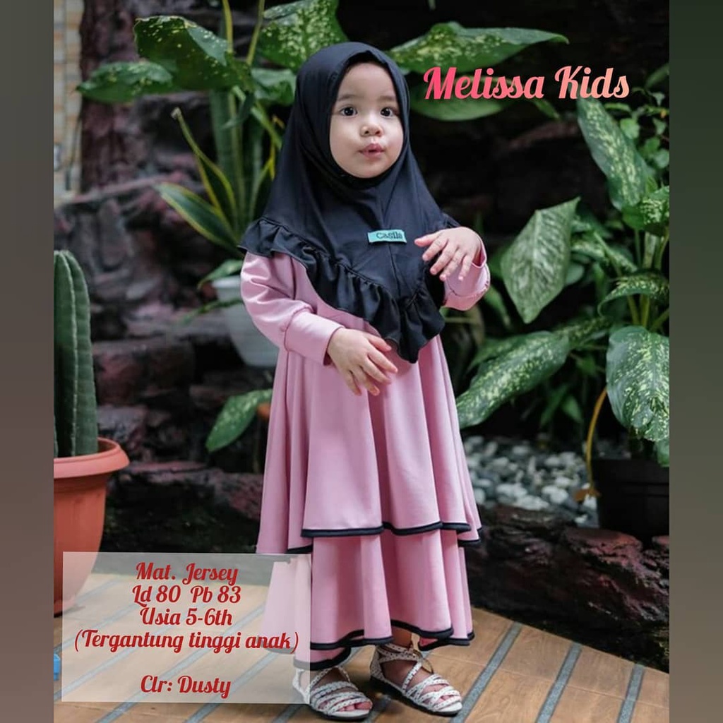 MELISA KIDS BO KF 5-6 Tahun JERSEY Dapat GAMIS + KHIMAR/HIJAB  UKURAN ALL SIZE FIT TO L BAHAN ADEM  DAN NYAMAN DI PAKAI  BAJU KIDSS 2022