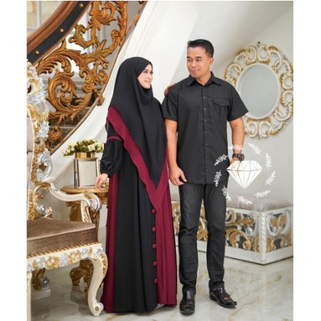 Baju Gamis Couple Pasangan Remaja Lebaran Terbaru 2021 Nibras Deanna Cinnamon