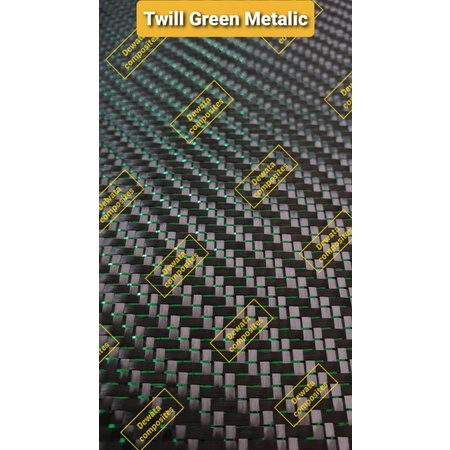 Serat Carbon Fiber Fabric TWILL Green Metalic
