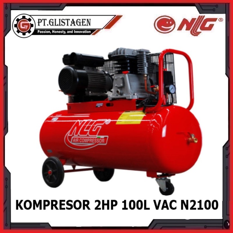 Mesin Kompresor Angin Listrik 2HP 100L Vanbelt Dinamo VAC N2100 NLG