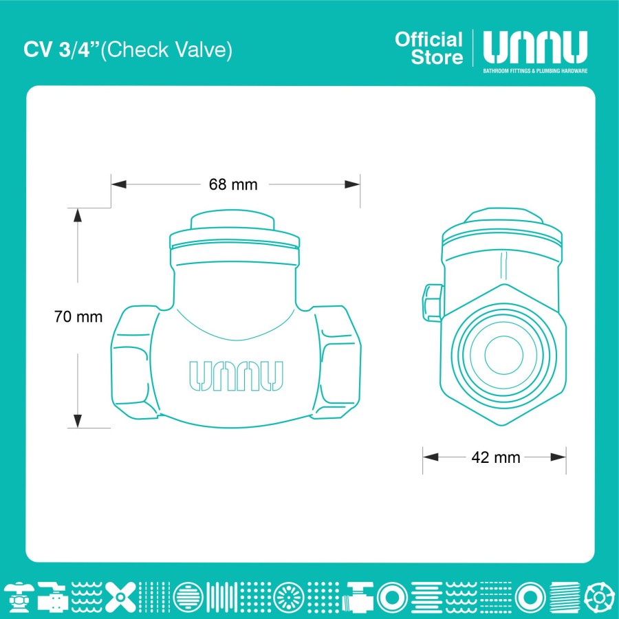 UNNU Check Valve - CV 3/4&quot; Premium Quality