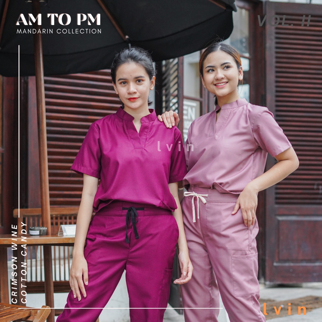 [ Lvin ] Vol II - Baju OKA  Mandarin Collar Celana Reguler Fit / Baju Jaga / Set Baju Celana Jaga Oka / Dokter Lengan Pendek / Baju OK / AM to PM Series