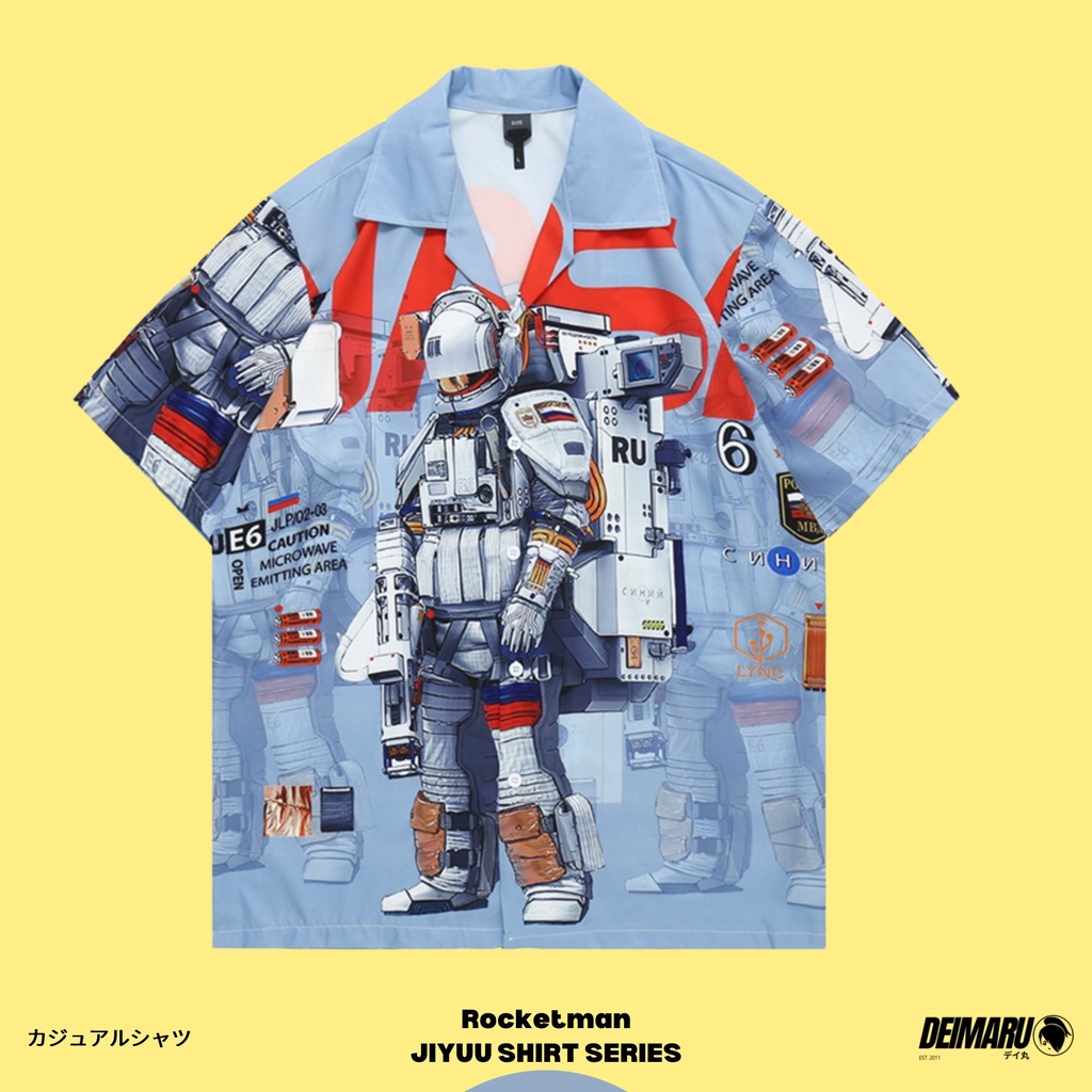 Kemeja Rocketman Jiyuu Shirt Series - Outer Casual Pria Wanita Vintage