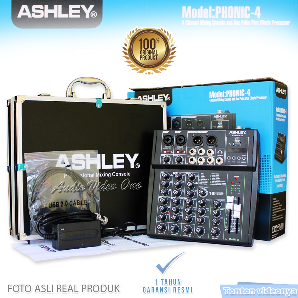 Mixer Ashley Bluetooth 4 Chanel Gratis Hardcase Mikser Audio Phonic 4 Series Original